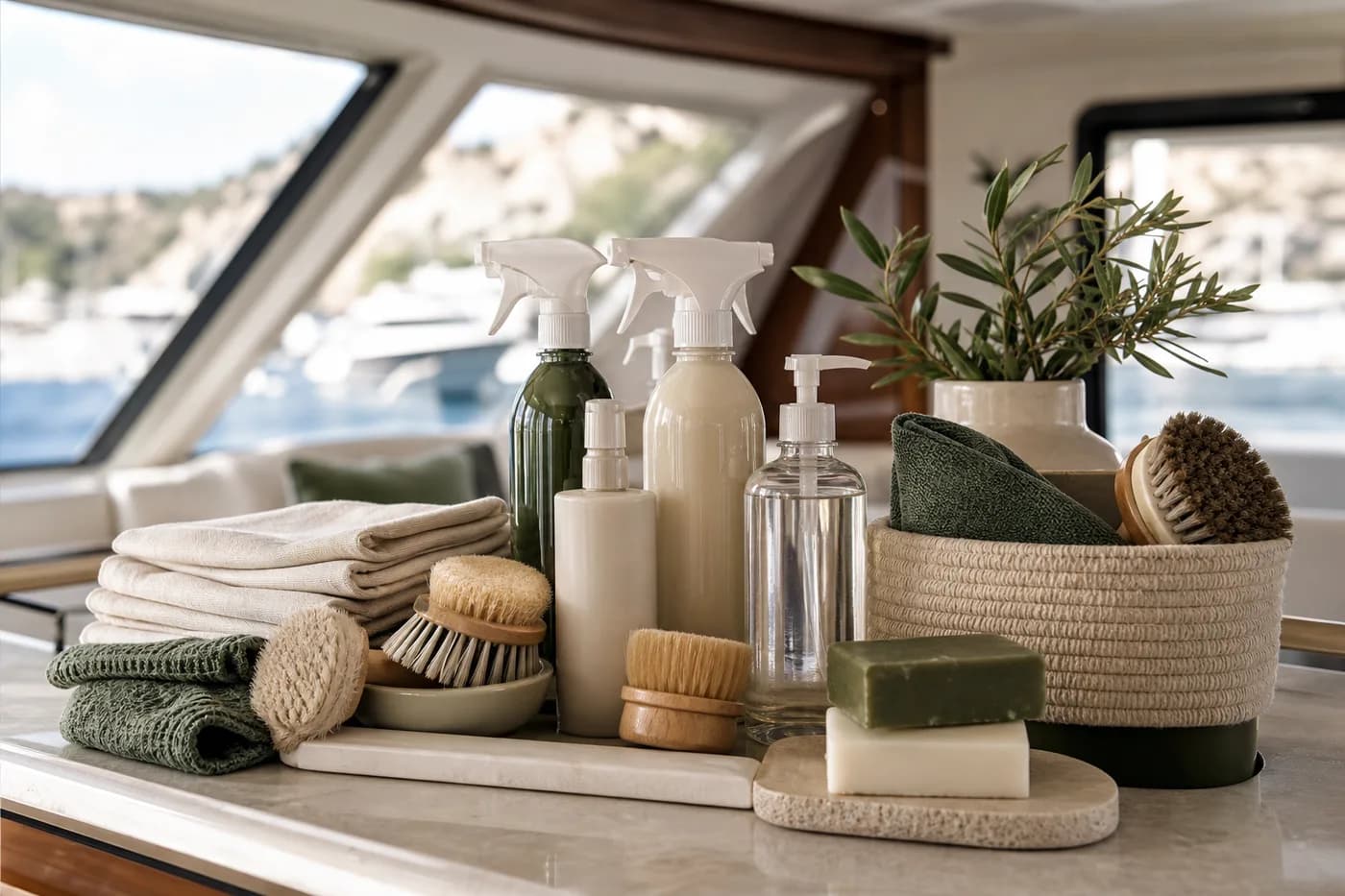 Editorial illustration of galley and housekeeping supplies