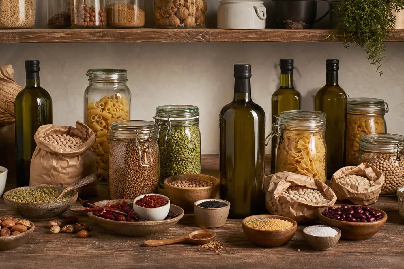 Editorial illustration of pantry and dry goods for provisioning